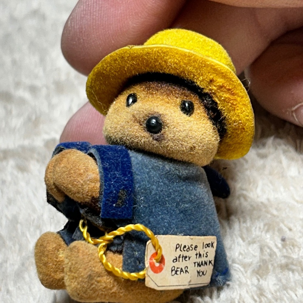 Vintage 1978 Paddington Bear Pencil Topper Blue Coat Yellow Hat Miniature 1.5"